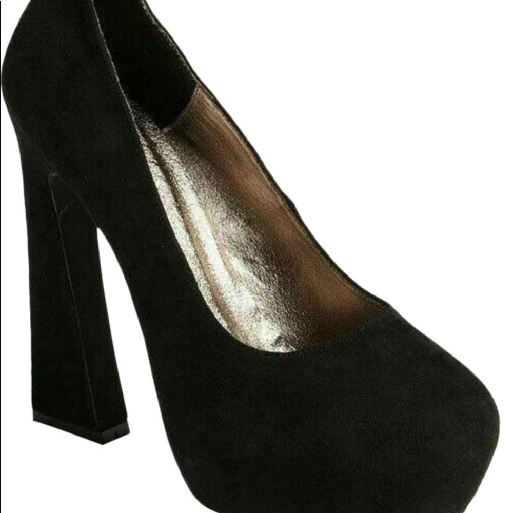 Jeffrey Campbell Black Eva Platform Suede Heel Slip Pumps